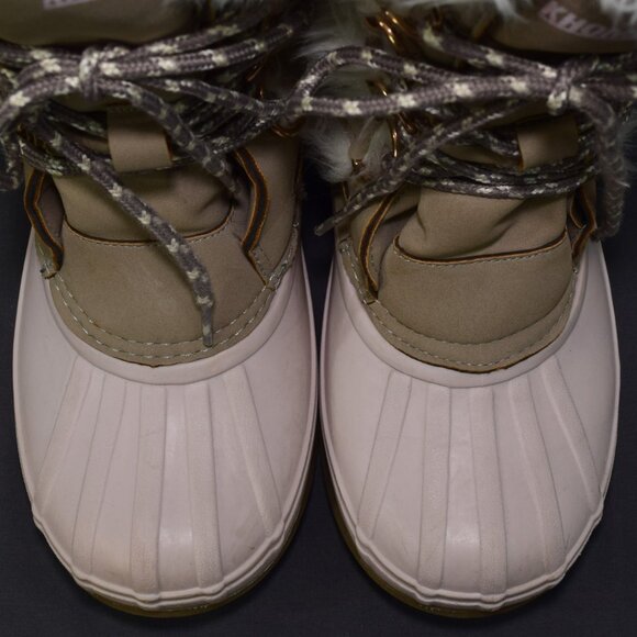 Khombu Andalyn Girls Tall Winter Snow Boot Faux Fur Lace Up Zipper Pink Beige 4 - Picture 6 of 12